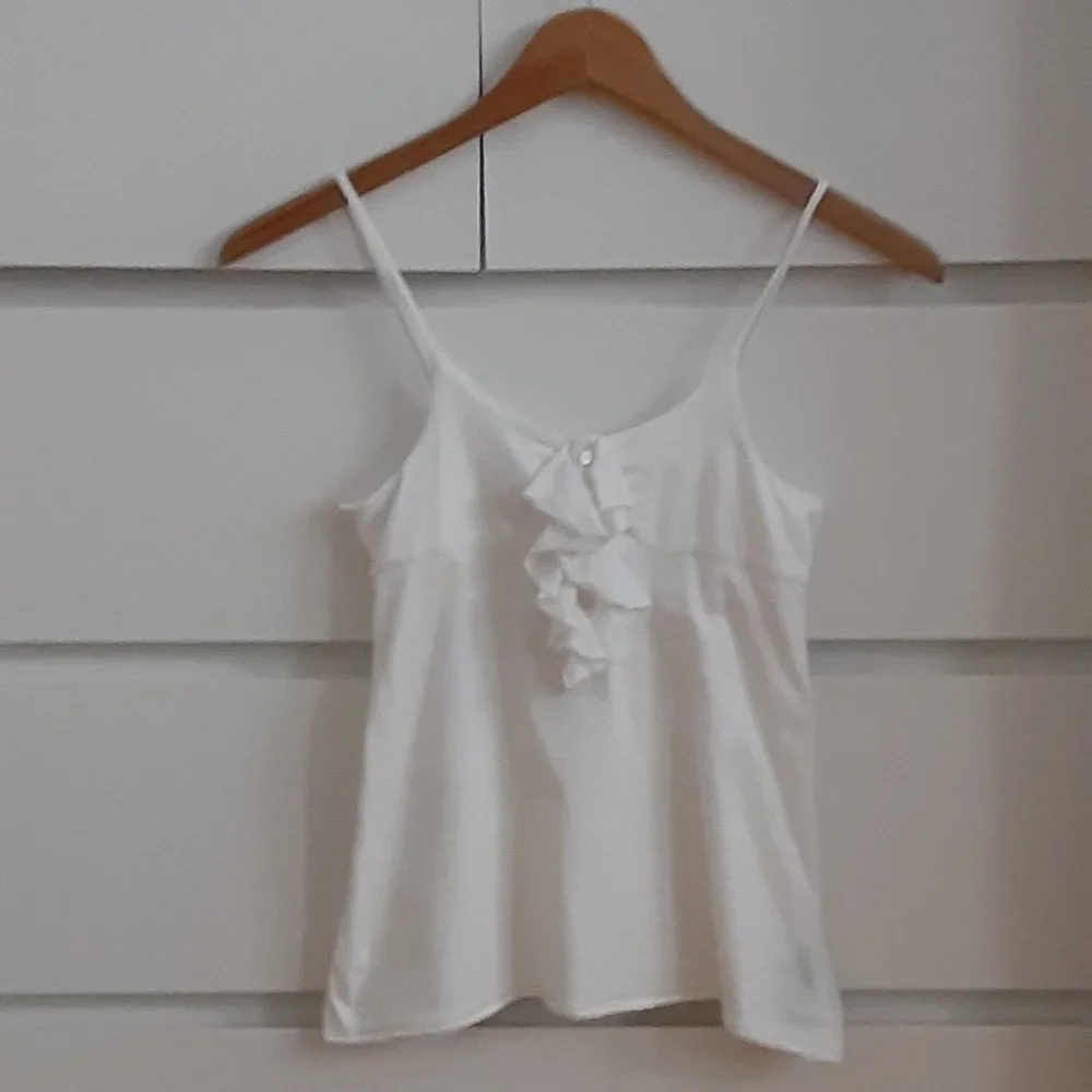 Ralph Lauren girls white cotton ruffle front camisole size 6x